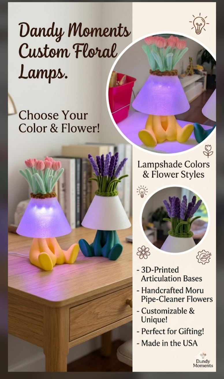 Dandy Moments custom floral lamps promotional graphic